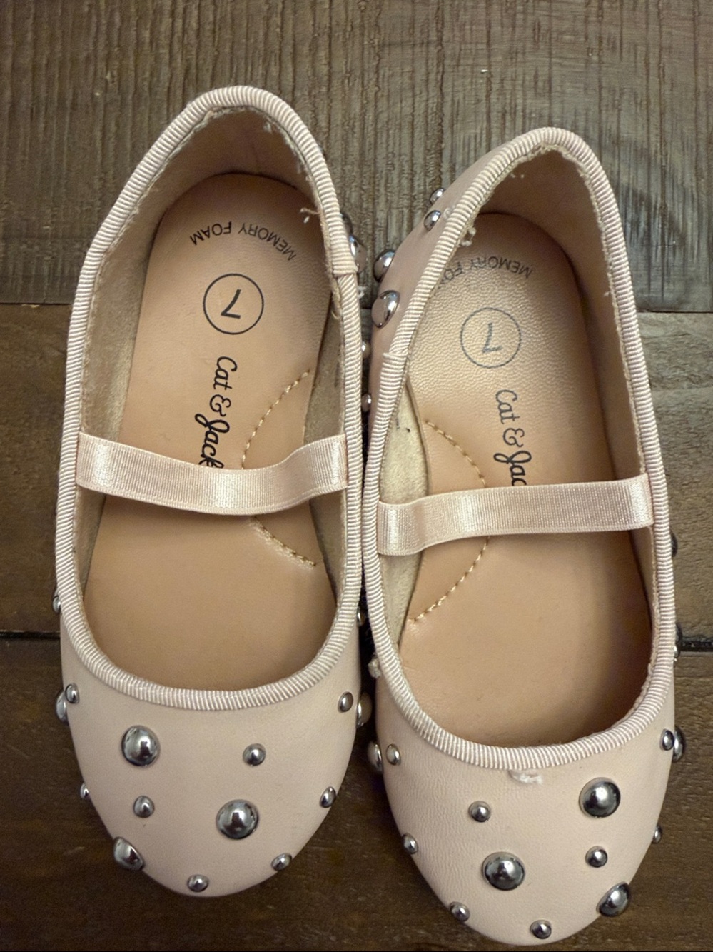 Cat & Jack Blush Pink Studded Mary Jane Flats